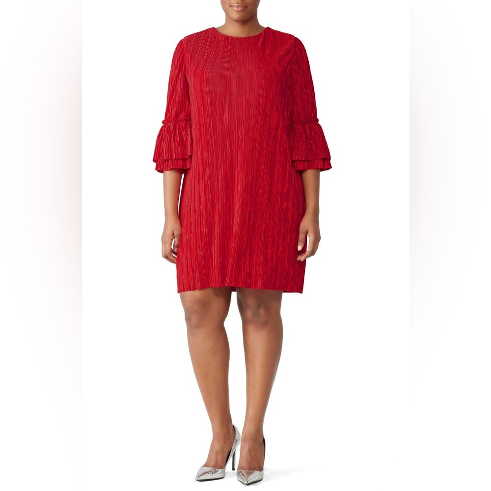 Badgley Mischka Red Pleated‎ Shift 12